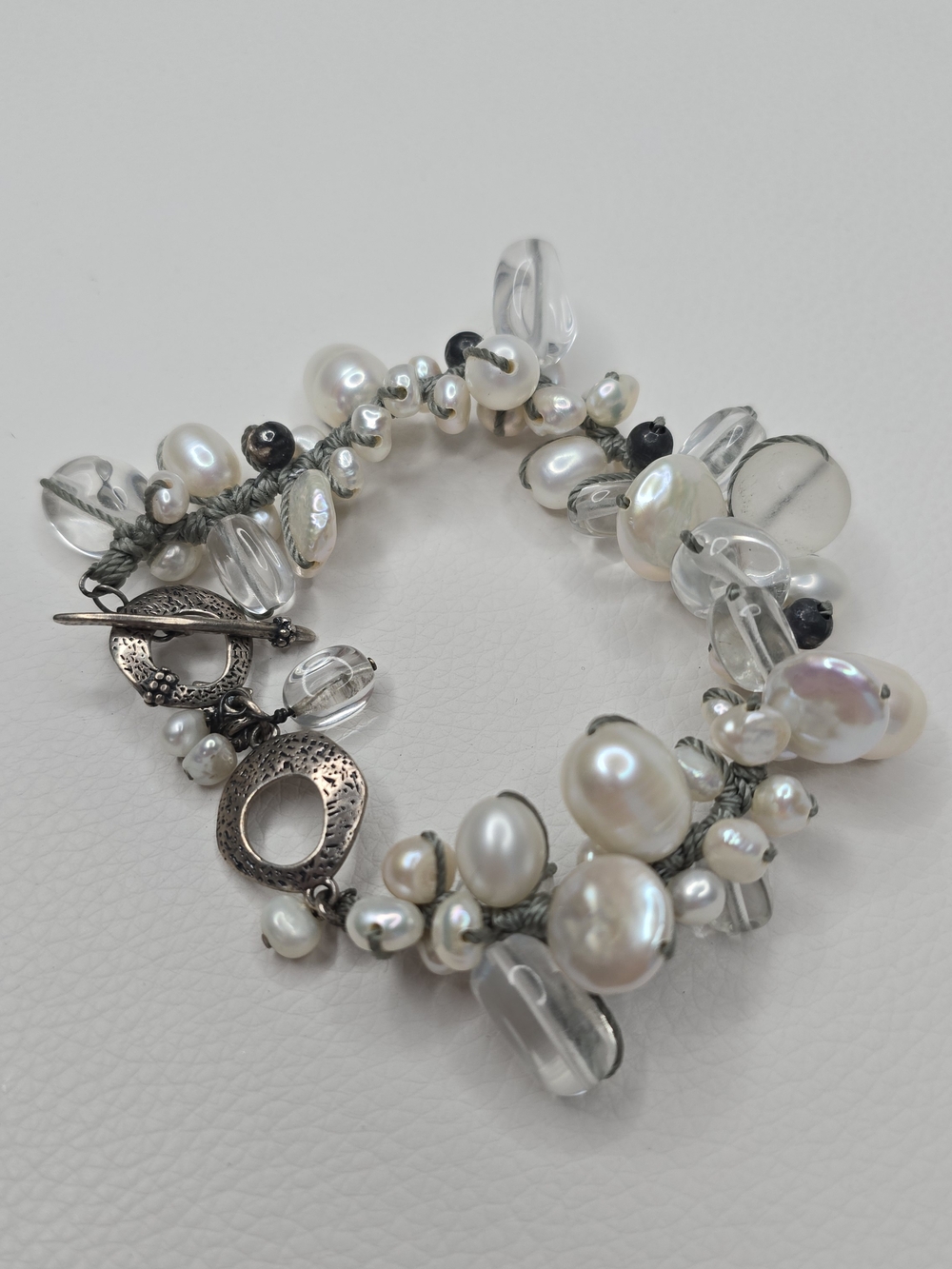 Silpada Pearl, Quartz, Glass, Sterling Silver Bracelet